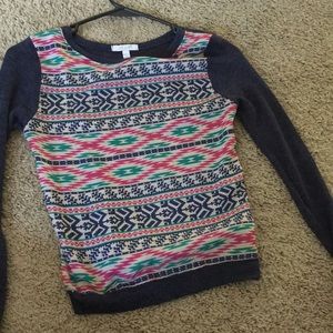 Aztec pattern long sleeve mesh shirt Size: XS
